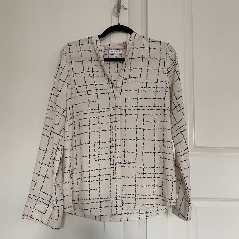 Cream & Black Patterned Blouse